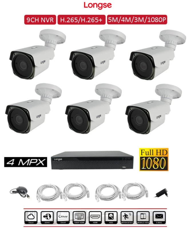 6 IP kamera készlet - 4 MP, IR 60m Longse