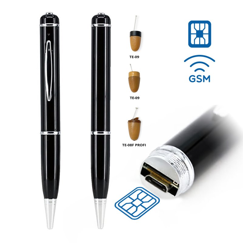 Kémfülhallgató + tollba rejtett GSM modul