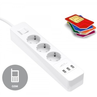 GSM lehallgató készülék 3-foglalatú hosszabbítóban, 3 USB-porttal