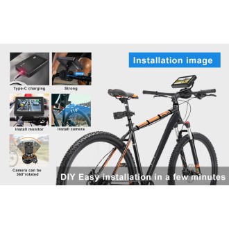 Biztonsági kamerarendszer kerékpárra vagy motorkerékpárra FULL HD kamerával és 4,3" monitorral - BIKE-1080 PLUS