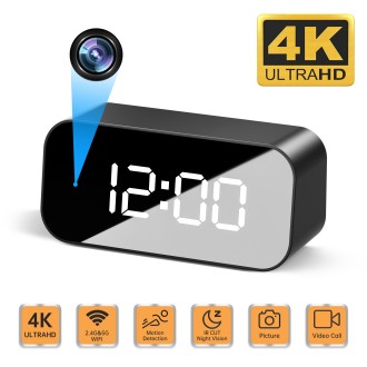 Digitális óra wifi 4K kamerával, éjszakai látással és mozgásérzékeléssel