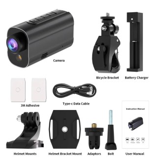 Sportos 5K WiFi kerékpárkamera 3W LED világítással és 6 tengelyes stabilizátorral