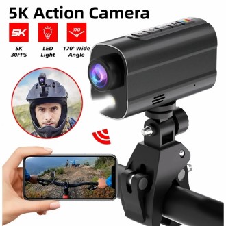 Sportos 5K WiFi kerékpárkamera 3W LED világítással és 6 tengelyes stabilizátorral